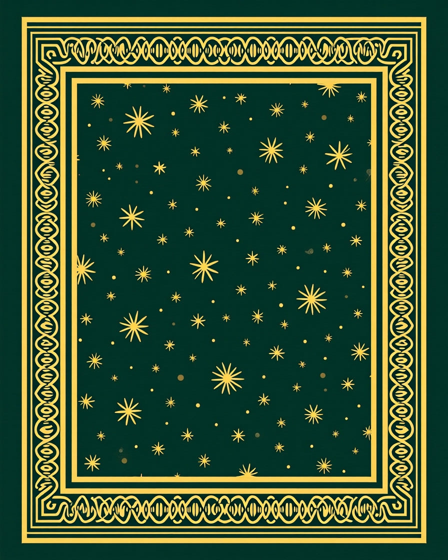 Gold Celestial Starburst Night Sky Rug