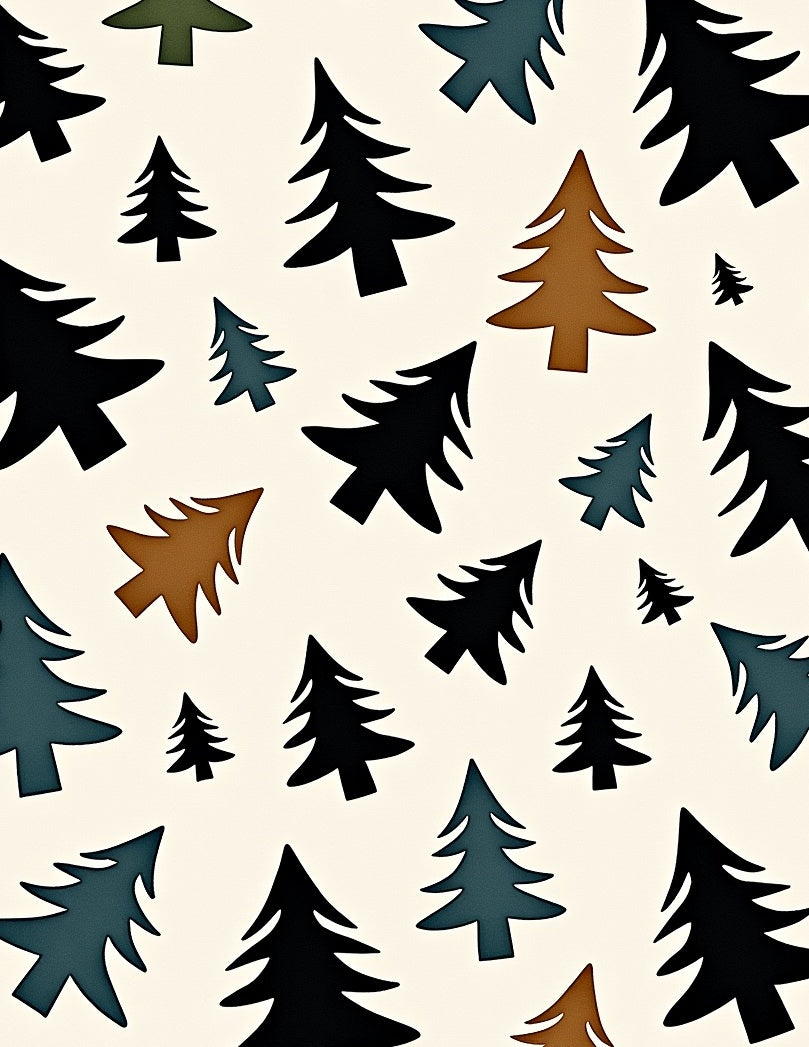 Woodland Trees In Teal Gold Black Rug