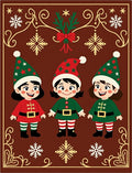 Christmas Elves With Holly And Snowflakes Rug
