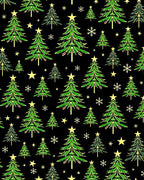 Green Christmas Tree Stars Snowflakes Rug