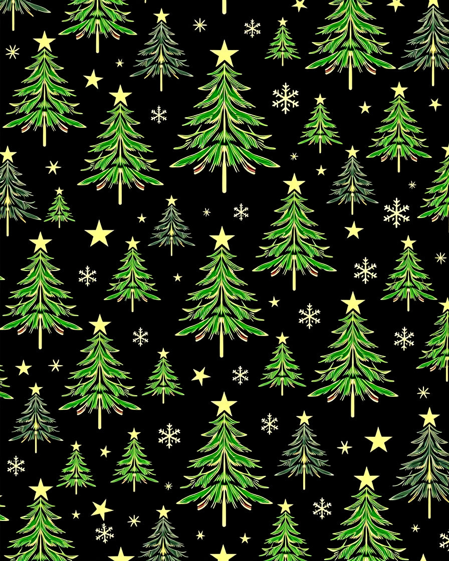 Green Christmas Tree Stars Snowflakes Rug