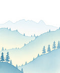 Misty Mountain Woodland Silhouette Trees Rug
