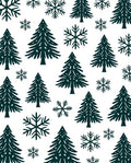 Dark Green Christmas Trees Snowflakes Rug