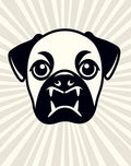 Black White Pug Burst Rug