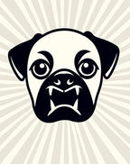 Black White Pug Burst Rug