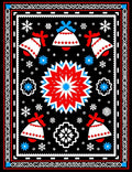 Bold Red Blue Bell Snowflakes Rug