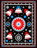 Bold Red Blue Bell Snowflakes Rug