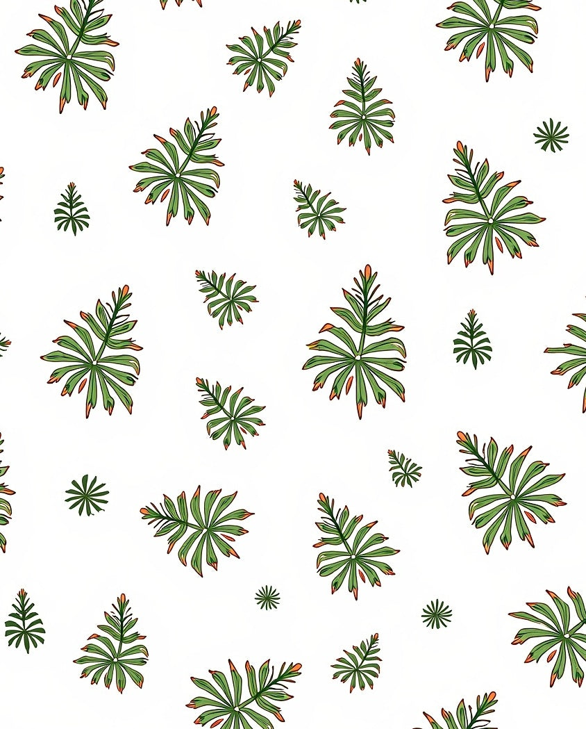 Green Leafy Palm Scatter Rug