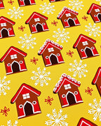 Gingerbread Houses Snowflakes Yellow Background Rug