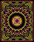 Vibrant Pink Yellow Mandala Symmetry Rug