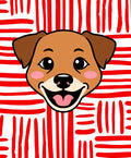 Happy Brown Dog Red Stripe Rug