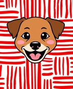 Happy Brown Dog Red Stripe Rug