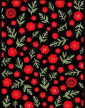 Red Floral Foliage Round Medallion Rug