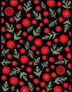 Red Floral Foliage Round Medallion Rug