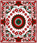 Red Green Medallion Floral Border Rug