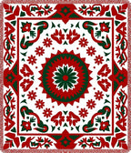 Red Green Medallion Floral Border Rug