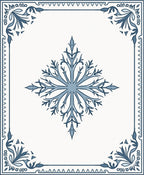 Blue Snowflake Medallion Border Rug
