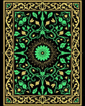 Emerald Gold Floral Mandala Border Rug