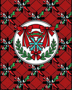 Crimson Holly Wreath Bow Medallion Rug