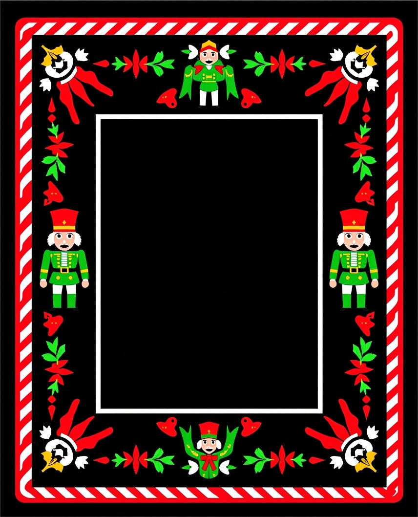 Christmas Nutcracker Red Green Border Rug