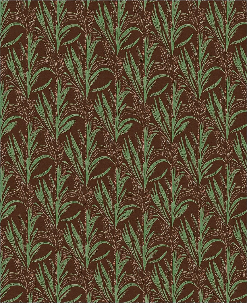 Brown Green Leafy Vine Repeats Rug
