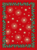 Red Starburst And Holly Border Rug