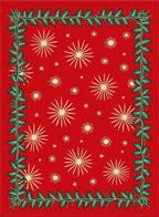 Red Starburst And Holly Border Rug