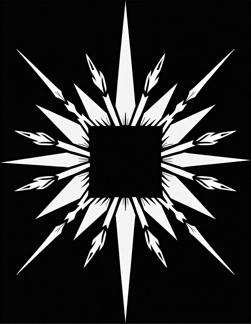 Bold White Sunburst Square Rug