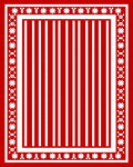 Red White Stripe Floral Border Rug
