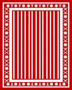 Red White Stripe Floral Border Rug