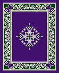 Purple Green White Floral Medallion Frame Rug