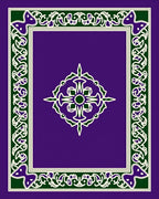 Purple Green White Floral Medallion Frame Rug