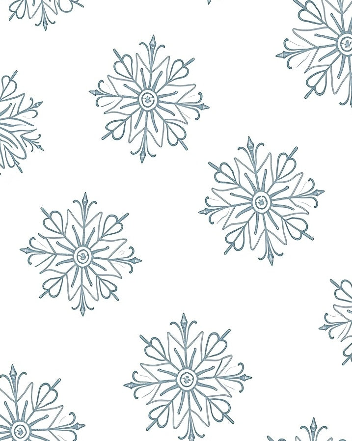 Winter Blue Snowflake Medallion Rug