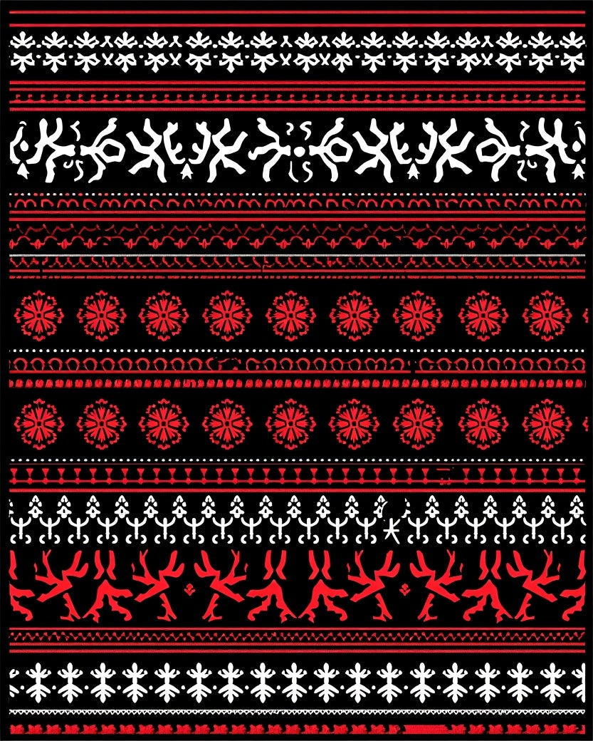 Bold Red and White Ethnic Stripe Rug