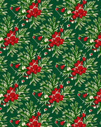 Red Berry Greenery Floral Arrangement Rug