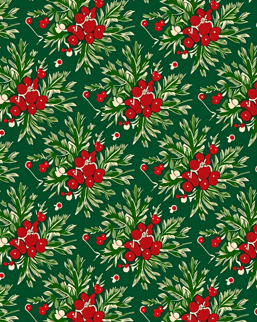 Red Berry Greenery Floral Arrangement Rug