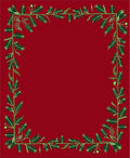 Festive Red Green Leaf Garland Border Rug