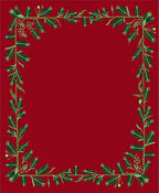 Festive Red Green Leaf Garland Border Rug