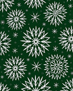 Green White Snowflake Winter Holiday Rug