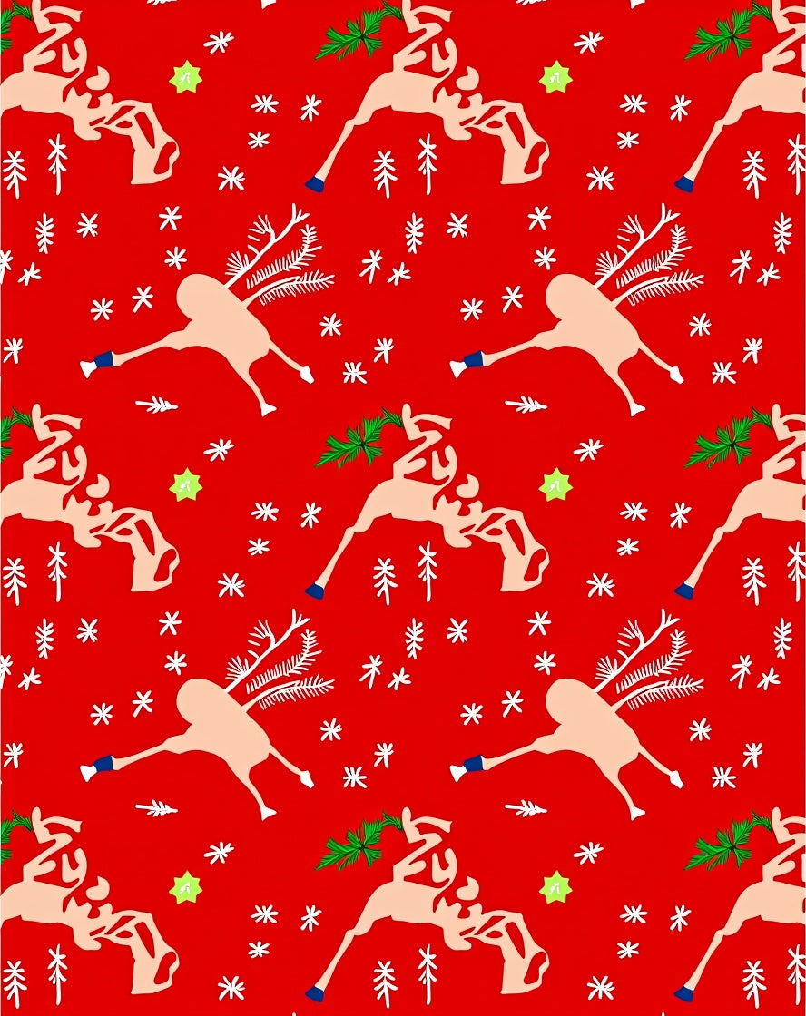Merry Reindeer Snow Stars Rug