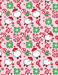 Pink White Sheep Clover Red Accents Rug