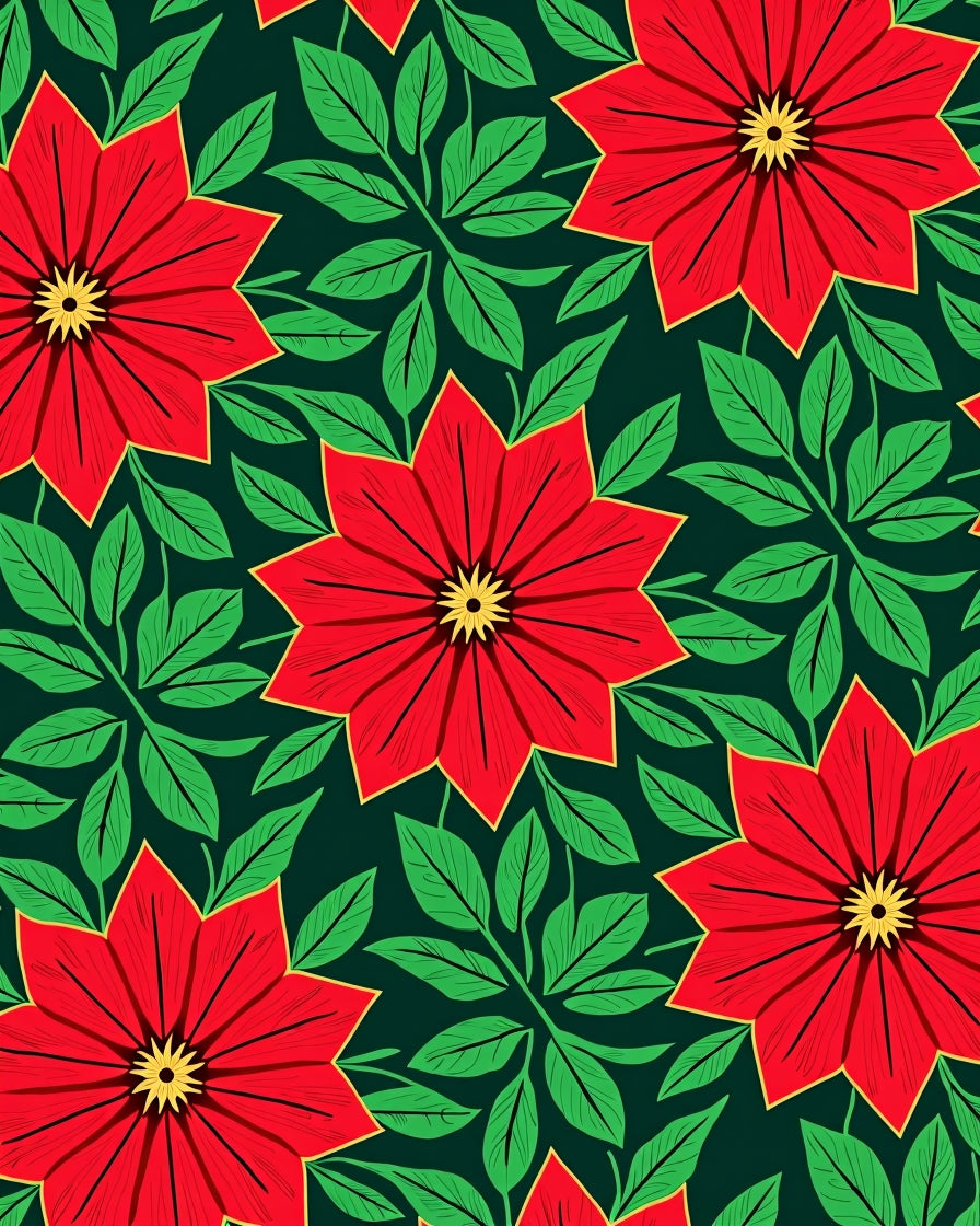 Bold Red Floral Leaf Garden Rug