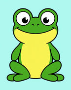 Happy Green Frog Sitting Portrait Rug