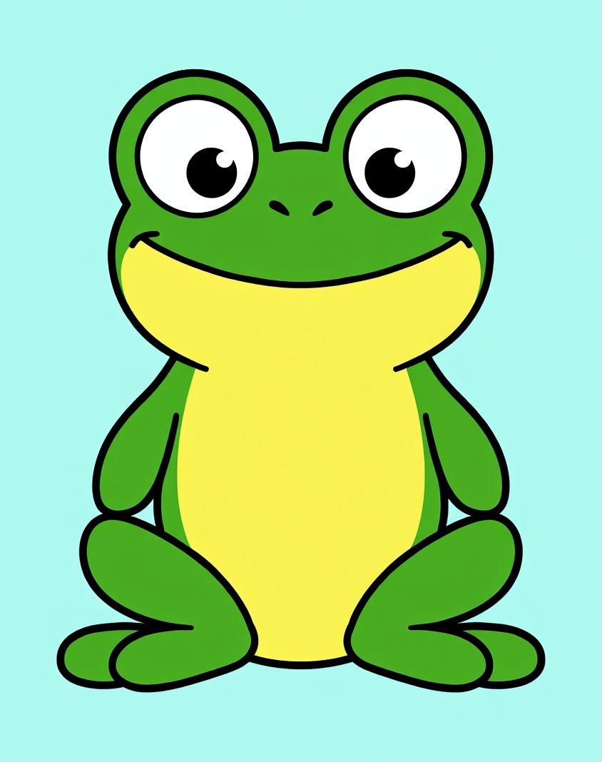 Happy Green Frog Sitting Portrait Rug