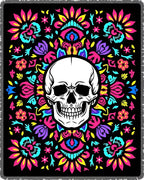 Vibrant Skull Floral Mandala Rug