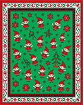 Festive Elf Red Christmas Tree Snowflakes Rug