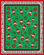 Festive Elf Red Christmas Tree Snowflakes Rug