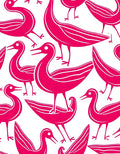 Vibrant Pink Abstract Bird Arrangement Rug