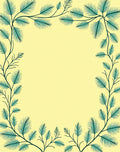 Teal Pine Branch Frame Yellow Rug