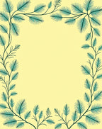 Teal Pine Branch Frame Yellow Rug